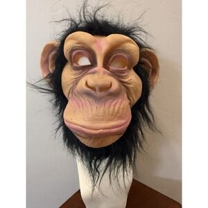 Fun World Chimpanzee Ape Monkey Mask Halloween Costume Faux Hair Vinyl Cosplay